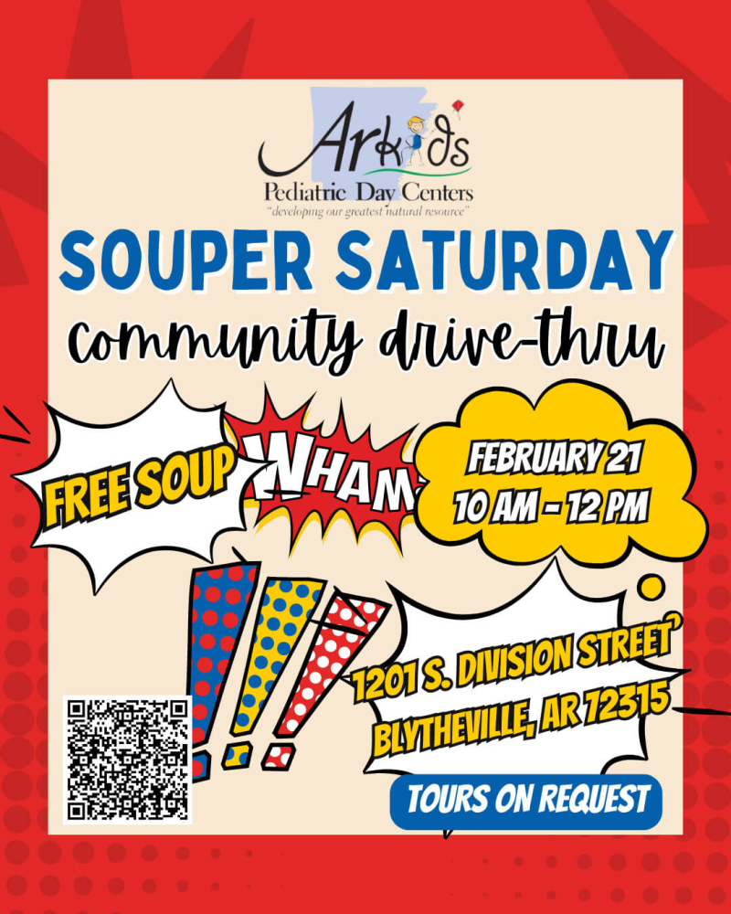 Souper Day free soup event in Blytheville Arkansas community meal